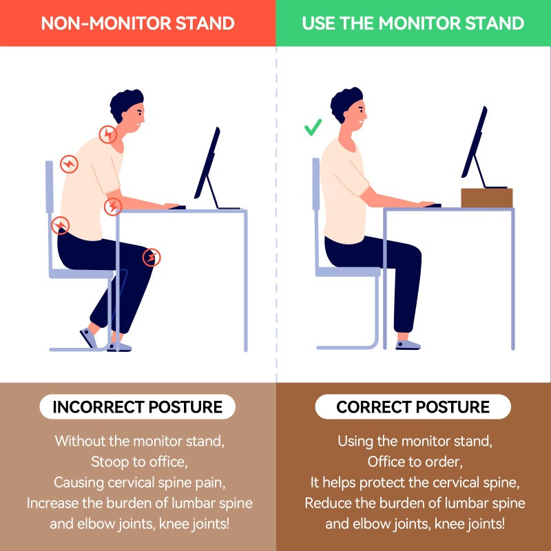 KIRIGEN Monitor Stand Wooden - Desk Stand Wood for Computer/Laptop/TV Printer - Monitor Arms & Stands Desk Riser for Office Desktop Workspace Organizers Platforms Stands (39,Dark Brown) - Image 4